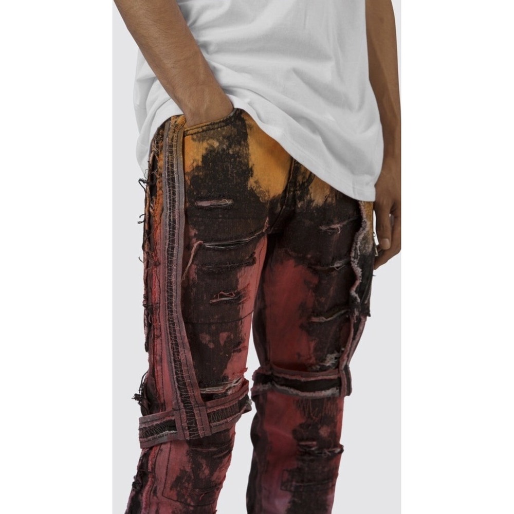 MNML D175 Straight Denim  Multicolor  Pant Men SIZE 31x35  (12-b47)